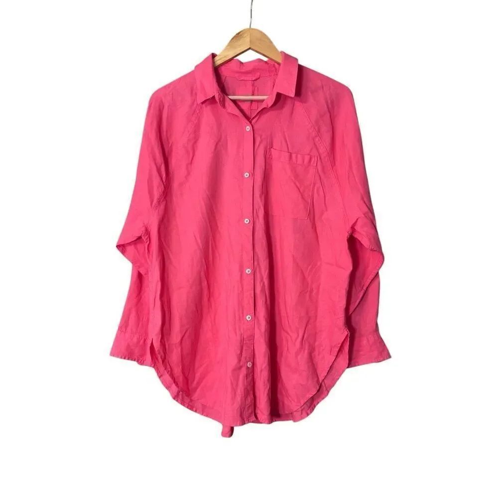 Aerie the linen blend coverup shirt lightweight oversized button down - Picture 4 of 12